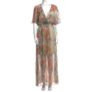 Alice + Olivia Floral Maxi Silk Dress XS Wedding Spring Bridal